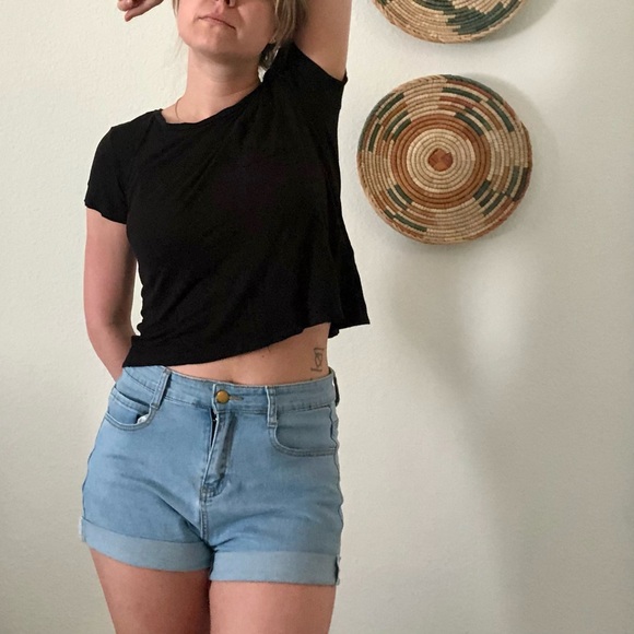 Black h&m loose crop top xsmall with pocket! - Picture 6 of 9